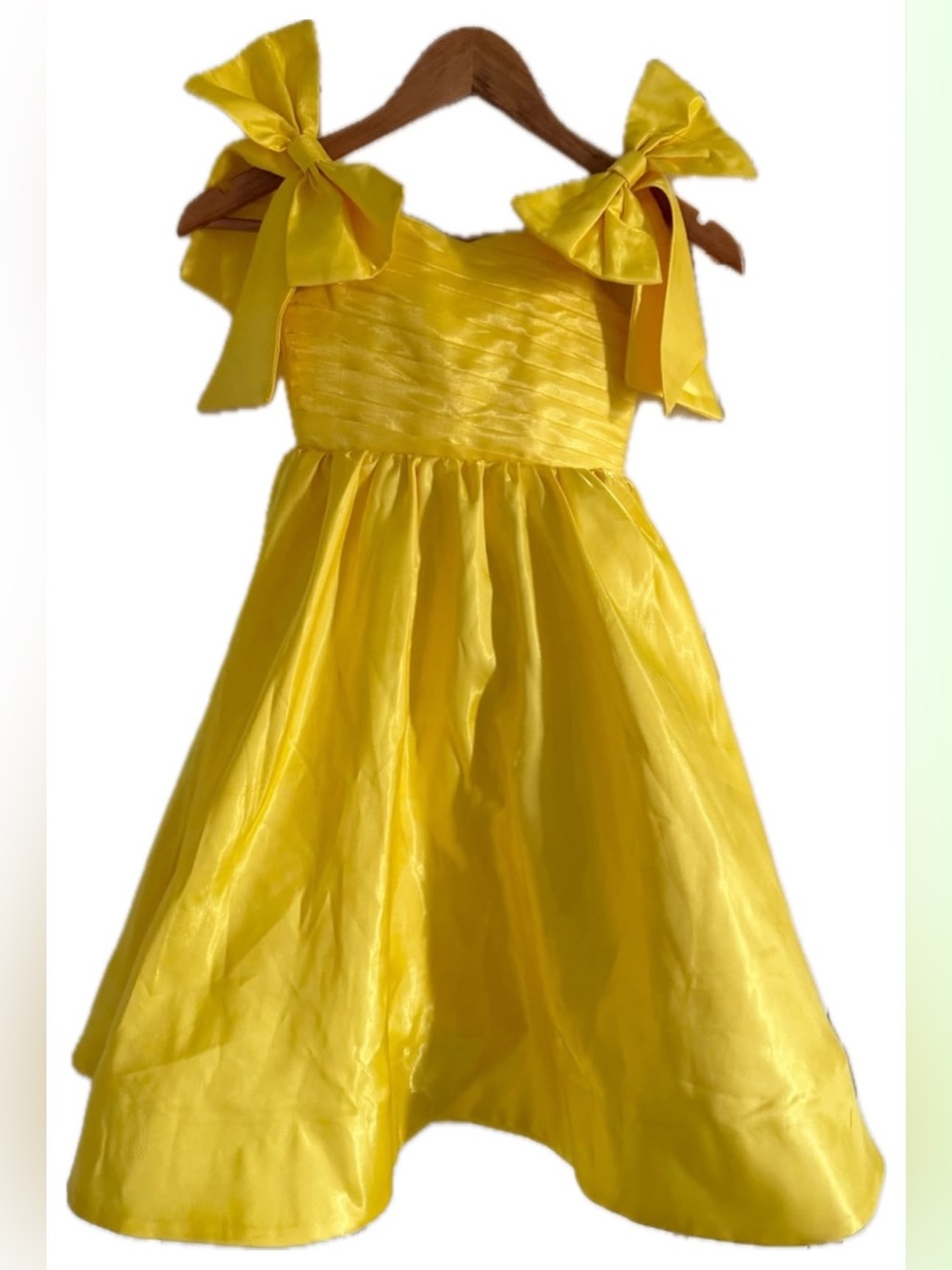 Yellow Bow-Shoulder Girls' Party Dress